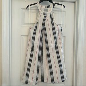 BCBGeneration Women’s Size M Beige Striped Shift Sleeveless Linen Blend Dress